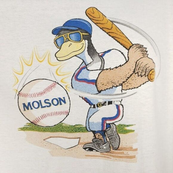 Molson Baseball T Shirt Vintage 90s 640 AM Sports Radio 50/50 Made In USA Mens - Picture 2 of 8